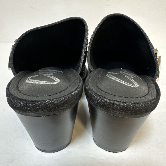 CAPE ROBBIN Women's Black Viv Rhinestone Denim Buckle Pointed-Toe Heels SZ 8 - Picture 6 of 16